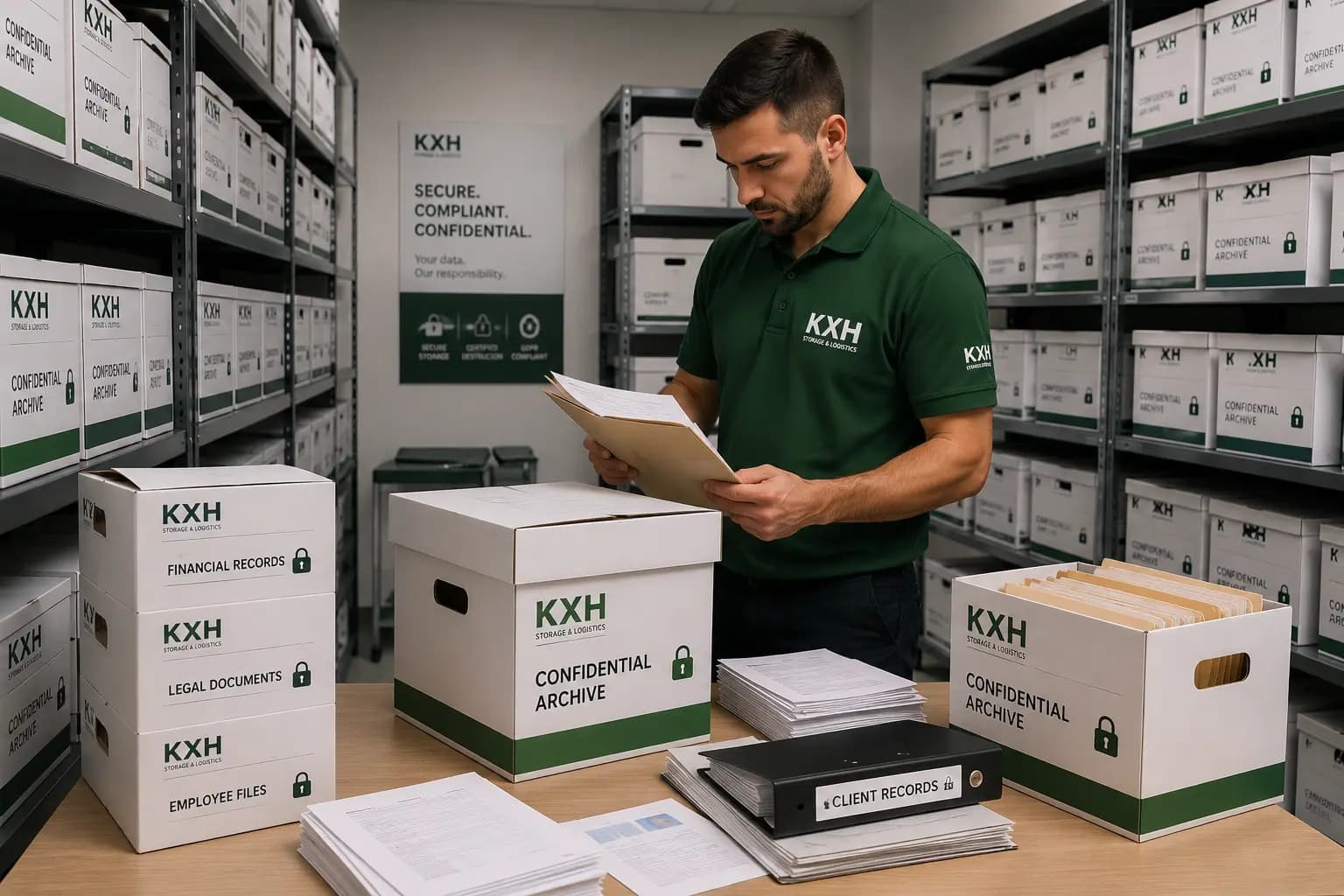 Confidential business documents awaiting secure destruction