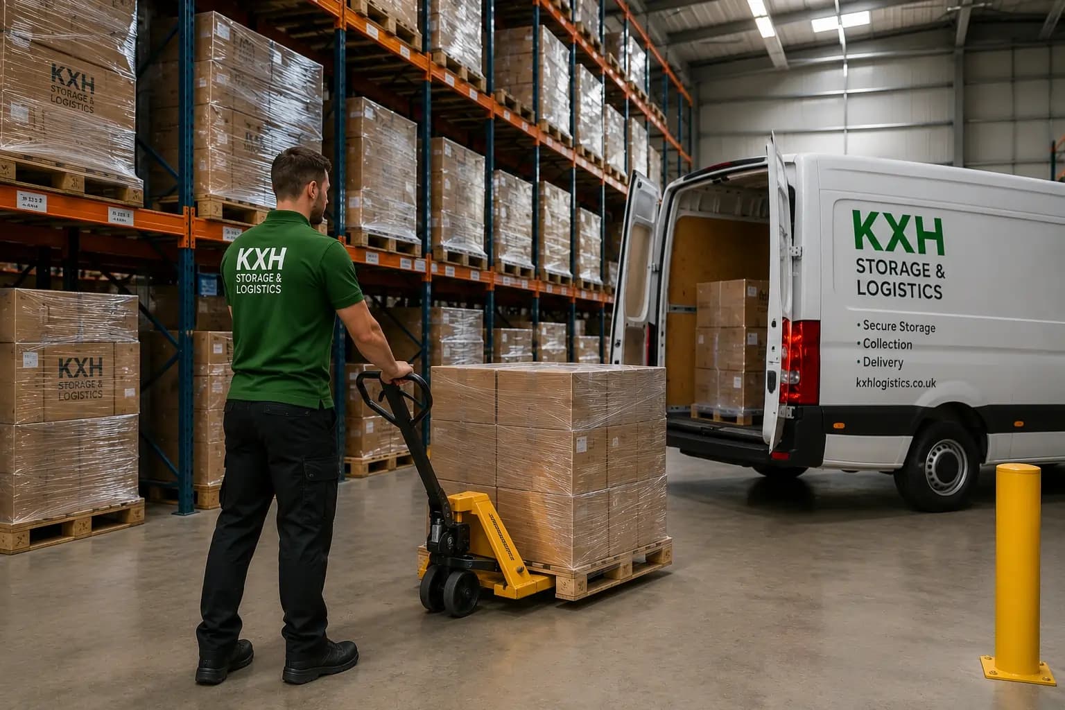 KXH pallet storage warehouse with organised commercial stock