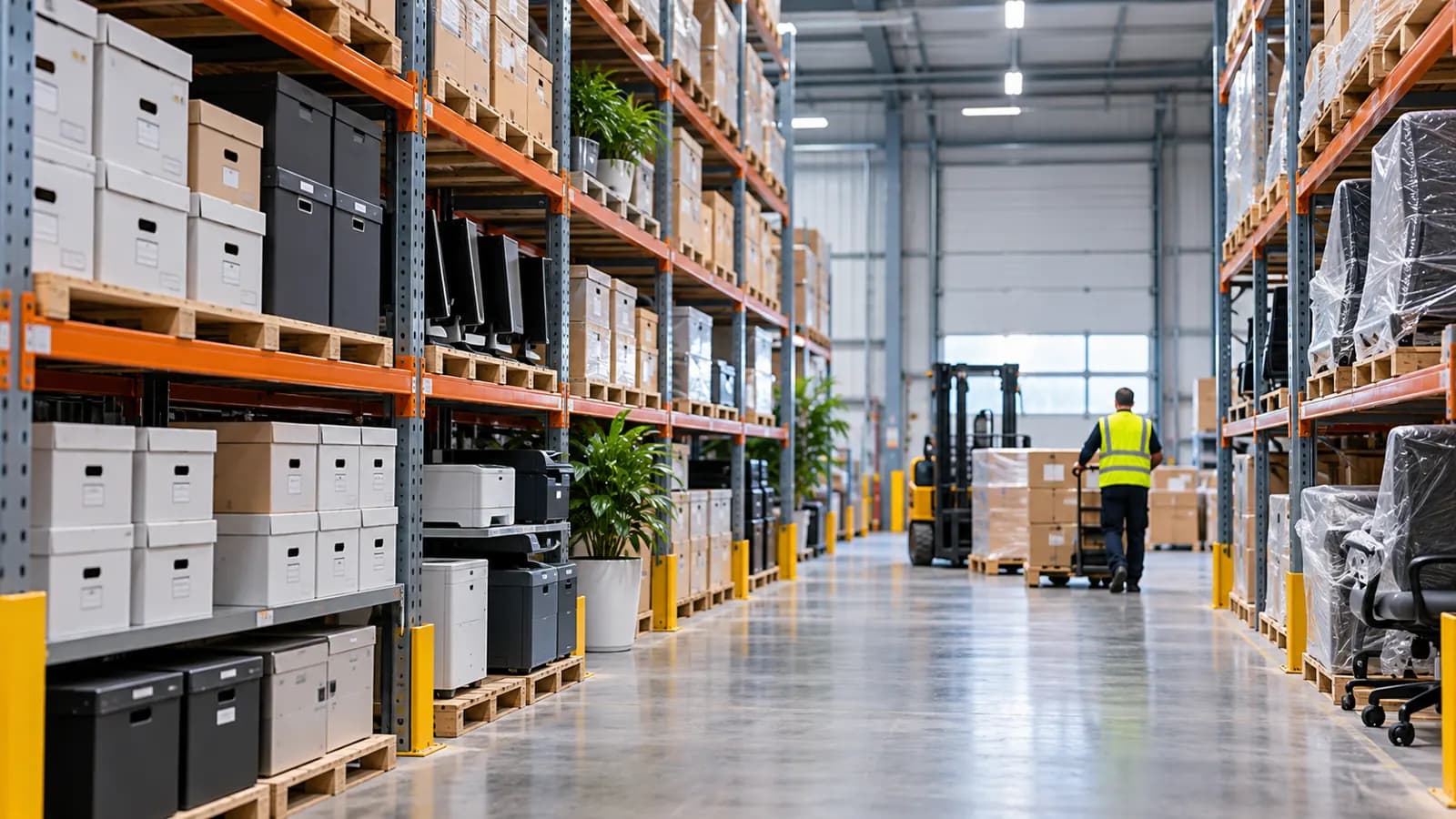 Business stock and office equipment stored in the KXH warehouse in London